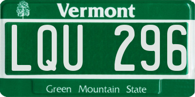 VT license plate LQU296