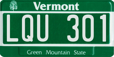 VT license plate LQU301