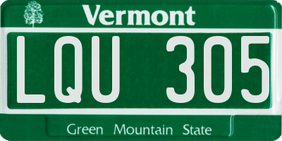 VT license plate LQU305
