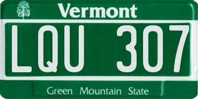 VT license plate LQU307