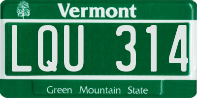 VT license plate LQU314