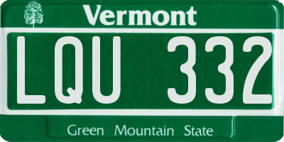 VT license plate LQU332