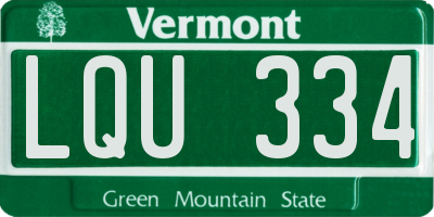 VT license plate LQU334
