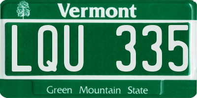 VT license plate LQU335