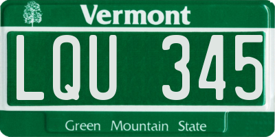 VT license plate LQU345
