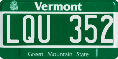 VT license plate LQU352