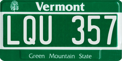 VT license plate LQU357