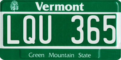 VT license plate LQU365