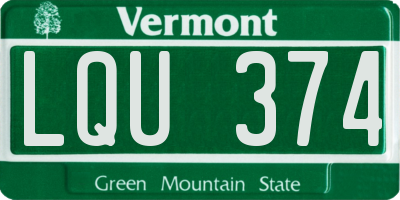 VT license plate LQU374