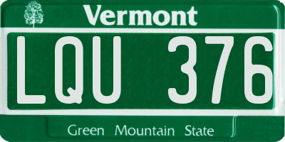 VT license plate LQU376