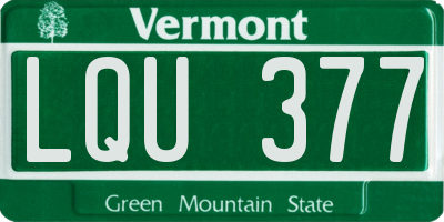 VT license plate LQU377