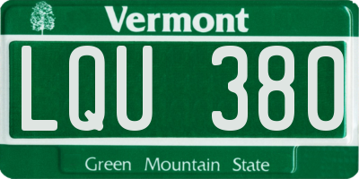 VT license plate LQU380