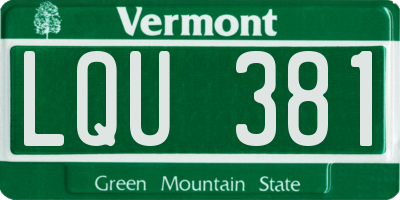 VT license plate LQU381