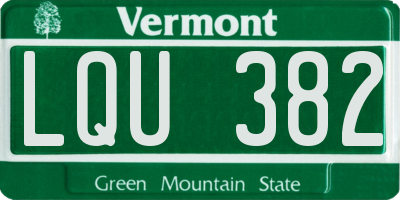 VT license plate LQU382