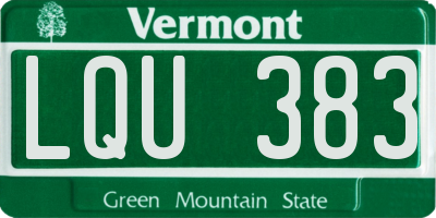VT license plate LQU383