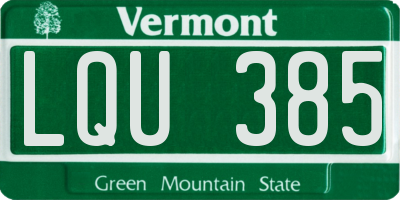 VT license plate LQU385
