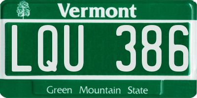 VT license plate LQU386