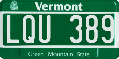VT license plate LQU389
