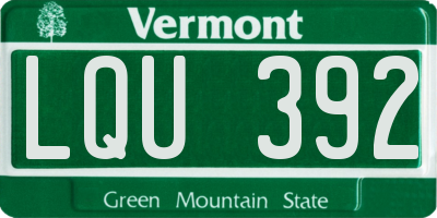 VT license plate LQU392