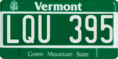VT license plate LQU395