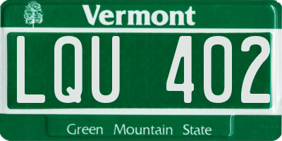 VT license plate LQU402