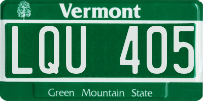 VT license plate LQU405