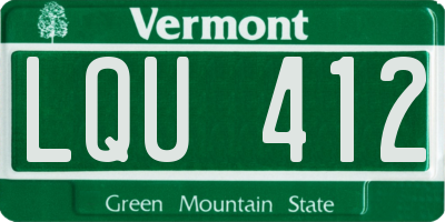 VT license plate LQU412