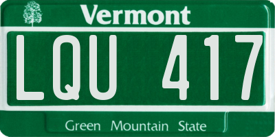 VT license plate LQU417