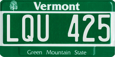 VT license plate LQU425