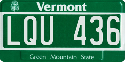 VT license plate LQU436