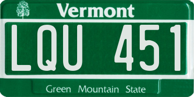 VT license plate LQU451