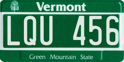 VT license plate LQU456