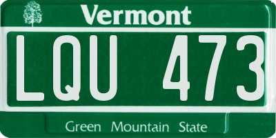 VT license plate LQU473