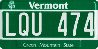 VT license plate LQU474
