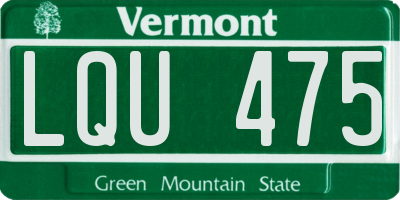 VT license plate LQU475