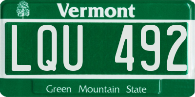 VT license plate LQU492