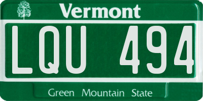 VT license plate LQU494