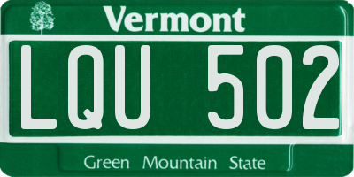 VT license plate LQU502