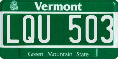 VT license plate LQU503