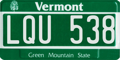 VT license plate LQU538