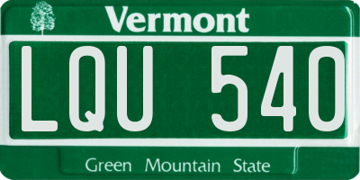 VT license plate LQU540