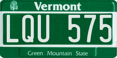 VT license plate LQU575