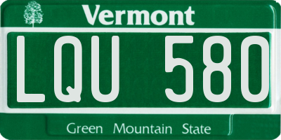 VT license plate LQU580