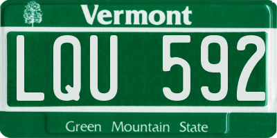 VT license plate LQU592
