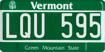 VT license plate LQU595