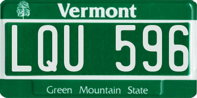 VT license plate LQU596