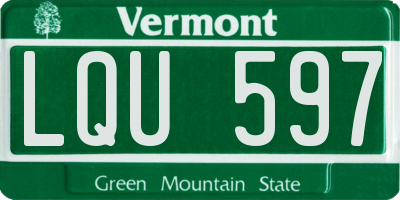 VT license plate LQU597