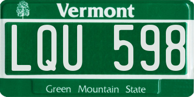VT license plate LQU598