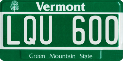 VT license plate LQU600