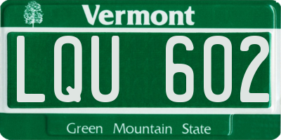 VT license plate LQU602